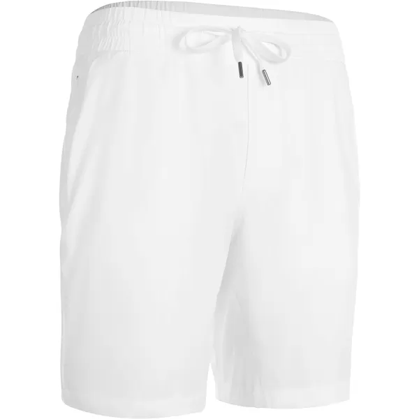 CRZ YOGA Mens 2 in 1 Running Shorts with Liner  7 Quick Dry Workout Sports Athletic Shorts with PocketsWhite