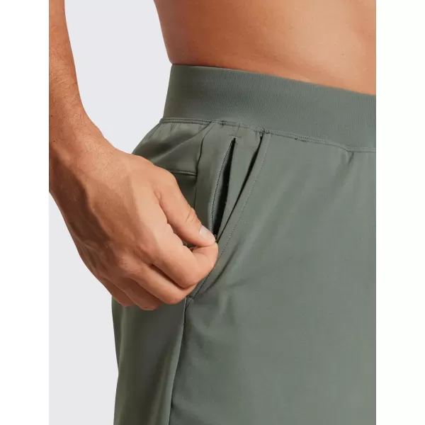 CRZ YOGA Mens FourWay Stretch Workout Shorts  5 Soft Durable Casual Athletic Shorts with Pocket Gym Running HikingGrey Sage