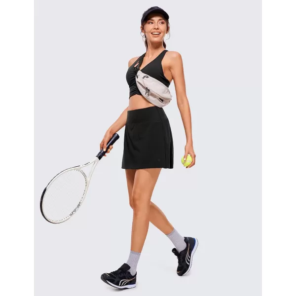 CRZ YOGA Pleated Tennis Skorts Skirts for Women with Pockets 1315  High Waisted Golf Skirts Workout Casual SkirtsBlack