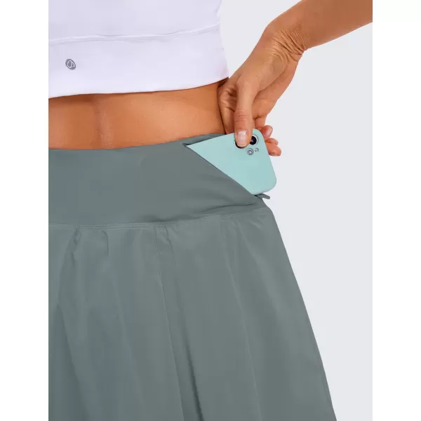 CRZ YOGA Pleated Tennis Skorts Skirts for Women with Pockets 1315  High Waisted Golf Skirts Workout Casual SkirtsGrey Sage