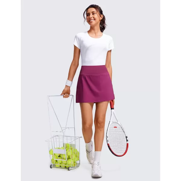 CRZ YOGA Pleated Tennis Skorts Skirts for Women with Pockets 1315  High Waisted Golf Skirts Workout Casual SkirtsMagenta Purple