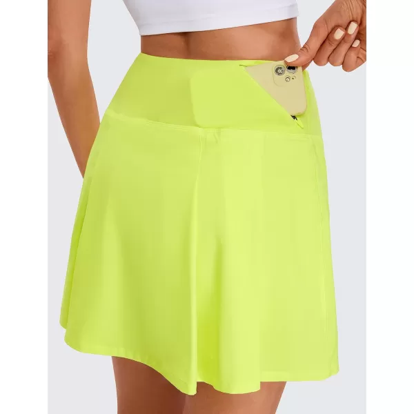 CRZ YOGA Pleated Tennis Skorts Skirts for Women with Pockets 1315  High Waisted Golf Skirts Workout Casual SkirtsNeon Yellow