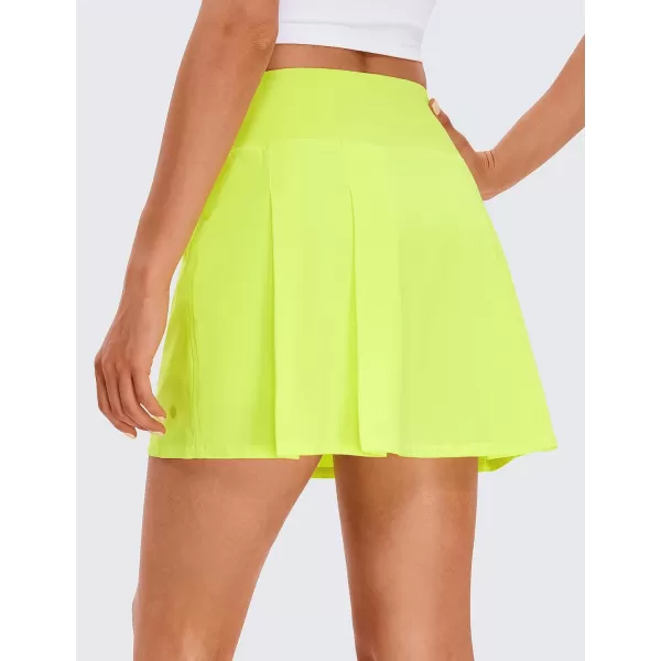 CRZ YOGA Pleated Tennis Skorts Skirts for Women with Pockets 1315  High Waisted Golf Skirts Workout Casual SkirtsNeon Yellow