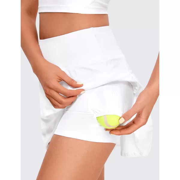 CRZ YOGA Pleated Tennis Skorts Skirts for Women with Pockets 1315  High Waisted Golf Skirts Workout Casual SkirtsWhite