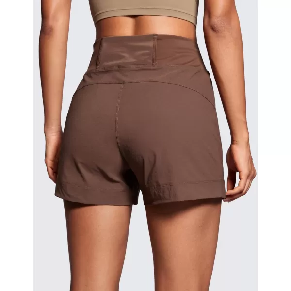 CRZ YOGA Womens Lightweight Mid Rise Hiking Shorts 4  Stretch Athletic Summer Travel Outdoor Golf Shorts Zip PocketsCoffee Brown