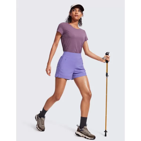 CRZ YOGA Womens Lightweight Mid Rise Hiking Shorts 4  Stretch Athletic Summer Travel Outdoor Golf Shorts Zip PocketsDark Lavender Purple