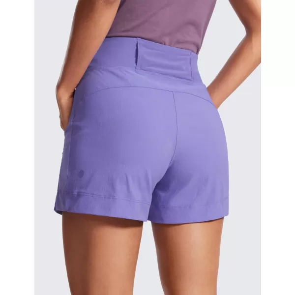 CRZ YOGA Womens Lightweight Mid Rise Hiking Shorts 4  Stretch Athletic Summer Travel Outdoor Golf Shorts Zip PocketsDark Lavender Purple