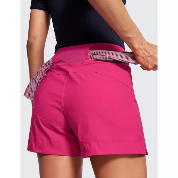 CRZ YOGA Womens Lightweight Mid Rise Hiking Shorts 4  Stretch Athletic Summer Travel Outdoor Golf Shorts Zip PocketsGranita Pink