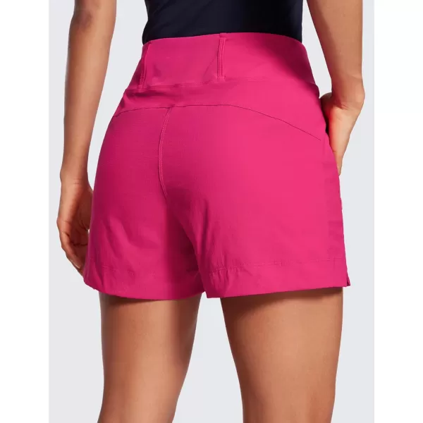 CRZ YOGA Womens Lightweight Mid Rise Hiking Shorts 4  Stretch Athletic Summer Travel Outdoor Golf Shorts Zip PocketsGranita Pink