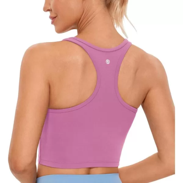 CRZ YOGA Butterluxe Womens YBack Racerback Longline Sports Bra  Padded Scoop Neck Workout Crop Tank Top with Built in BraVelvet Dust