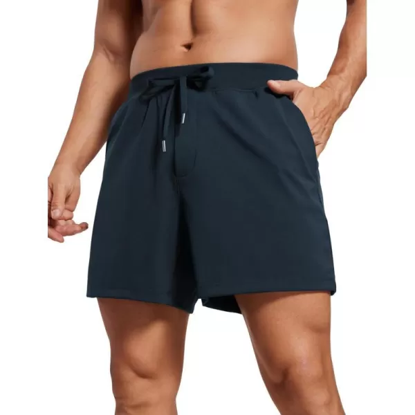 CRZ YOGA Mens FourWay Stretch Workout Shorts  5 Soft Durable Casual Athletic Shorts with Pocket Gym Running HikingTrue Navy