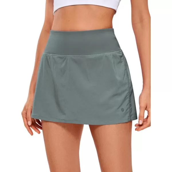 CRZ YOGA Pleated Tennis Skorts Skirts for Women with Pockets 1315  High Waisted Golf Skirts Workout Casual SkirtsGrey Sage