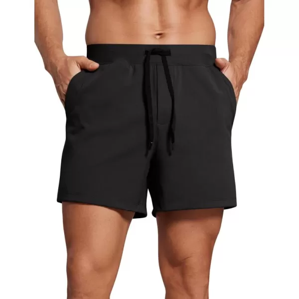 CRZ YOGA Mens FourWay Stretch Workout Shorts  5 Soft Durable Casual Athletic Shorts with Pocket Gym Running HikingBlack