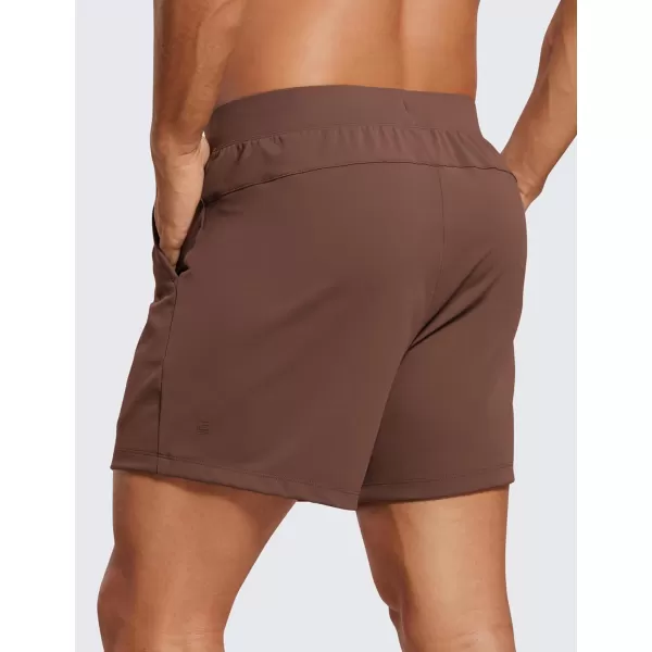 CRZ YOGA Mens FourWay Stretch Workout Shorts  5 Soft Durable Casual Athletic Shorts with Pocket Gym Running HikingCoffee Brown