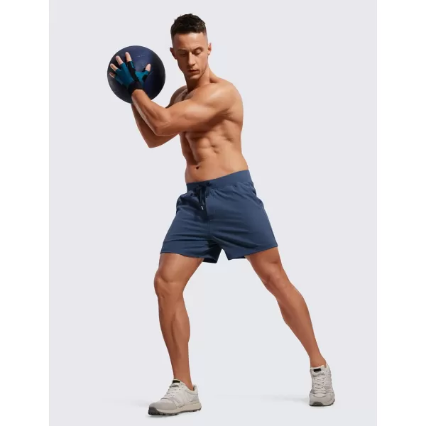 CRZ YOGA Mens FourWay Stretch Workout Shorts  5 Soft Durable Casual Athletic Shorts with Pocket Gym Running HikingElectric Blue