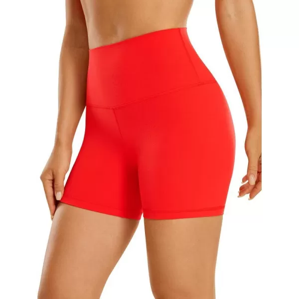 CRZ YOGA Womens ButterLuxe Biker Shorts 4 Inches  High Waisted Workout Running Volleyball Spandex Yoga ShortsDark Red