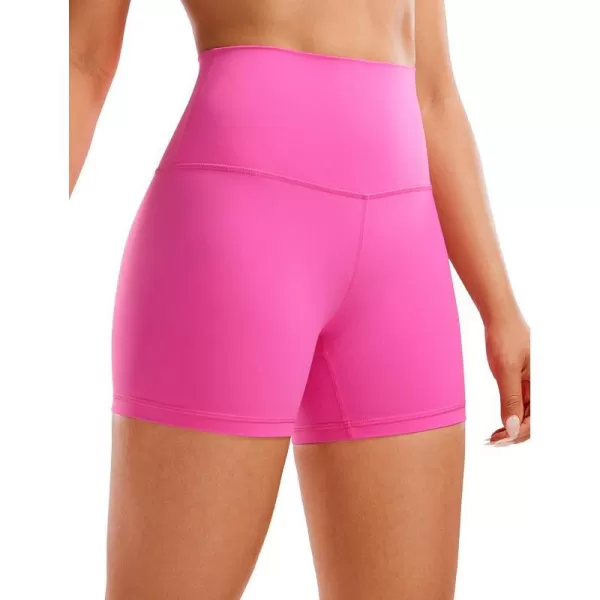 CRZ YOGA Womens ButterLuxe Biker Shorts 4 Inches  High Waisted Workout Running Volleyball Spandex Yoga ShortsNeon Light Purple