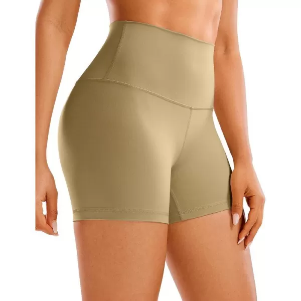 CRZ YOGA Womens ButterLuxe Biker Shorts 4 Inches  High Waisted Workout Running Volleyball Spandex Yoga ShortsSoul Brown