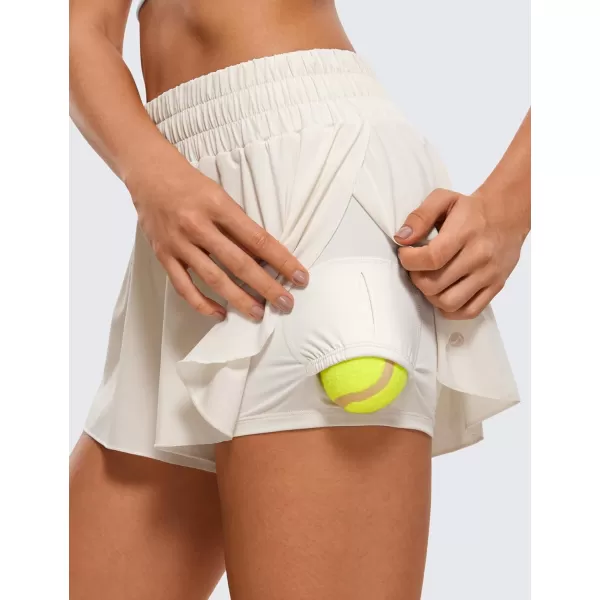 CRZ YOGA 2 in 1 Flowy Running Shorts for Women High Waisted Quick Dry Athletic Gym Lounge Workout Shorts Cute Tennis SkirtsMilky White