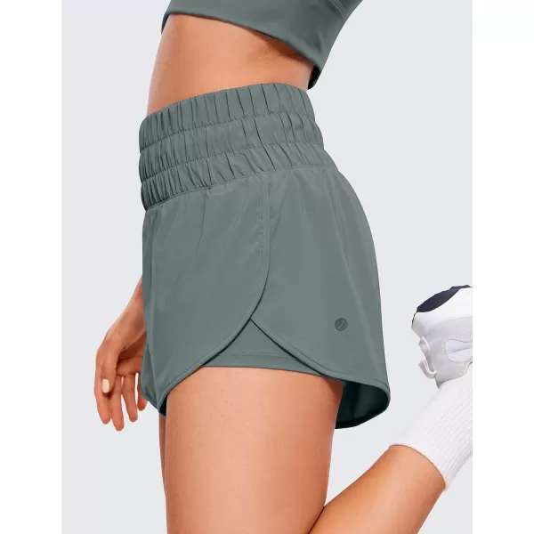 CRZ YOGA 2 in 1 High Waisted Running Shorts for Women 3  Split Breathable Athletic Tennis Gym Workout Shorts with PocketsGrey Sage