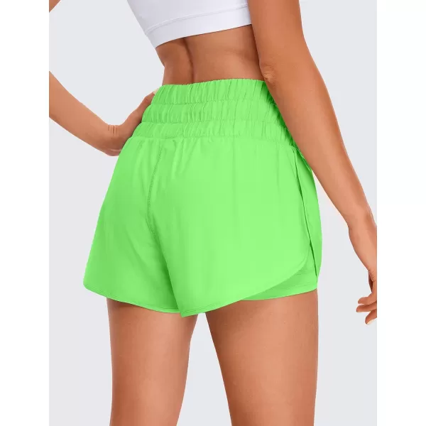 CRZ YOGA 2 in 1 High Waisted Running Shorts for Women 3  Split Breathable Athletic Tennis Gym Workout Shorts with PocketsNeon Apple Green