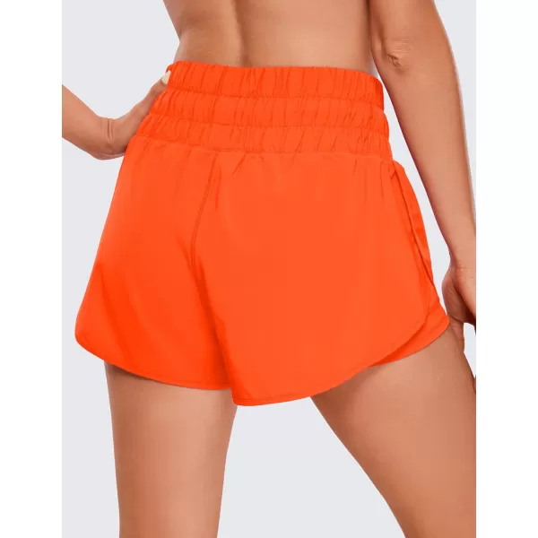 CRZ YOGA 2 in 1 High Waisted Running Shorts for Women 3  Split Breathable Athletic Tennis Gym Workout Shorts with PocketsNeon Orange