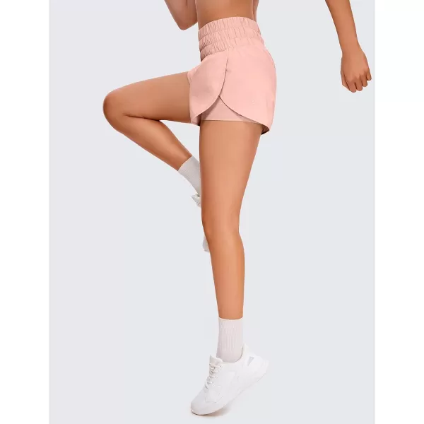 CRZ YOGA 2 in 1 High Waisted Running Shorts for Women 3  Split Breathable Athletic Tennis Gym Workout Shorts with PocketsPuff Pink