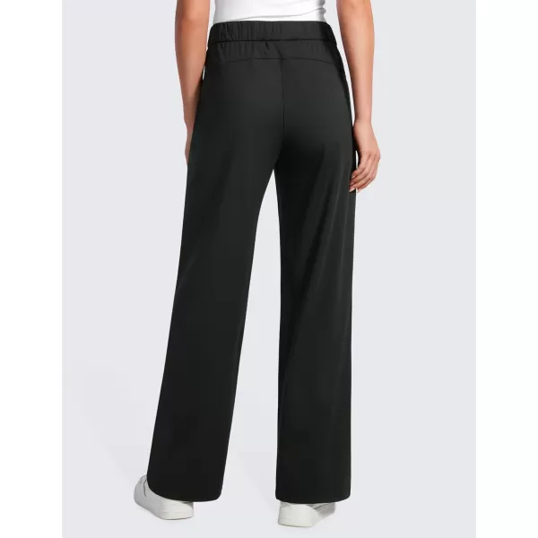 CRZ YOGA 4Way Stretch Casual Pants for Womens 305 Straight Wide Leg Work Pants with PocketsBlack