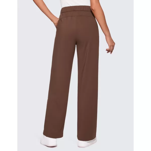 CRZ YOGA 4Way Stretch Casual Pants for Womens 305 Straight Wide Leg Work Pants with PocketsCoffee Brown