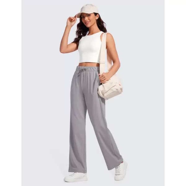 CRZ YOGA 4Way Stretch Casual Pants for Womens 305 Straight Wide Leg Work Pants with PocketsDark Chrome