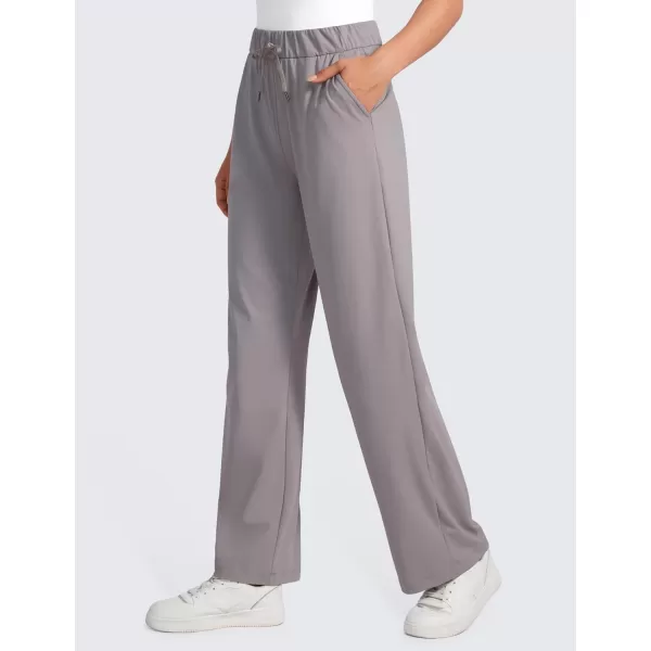 CRZ YOGA 4Way Stretch Casual Pants for Womens 305 Straight Wide Leg Work Pants with PocketsDark Chrome