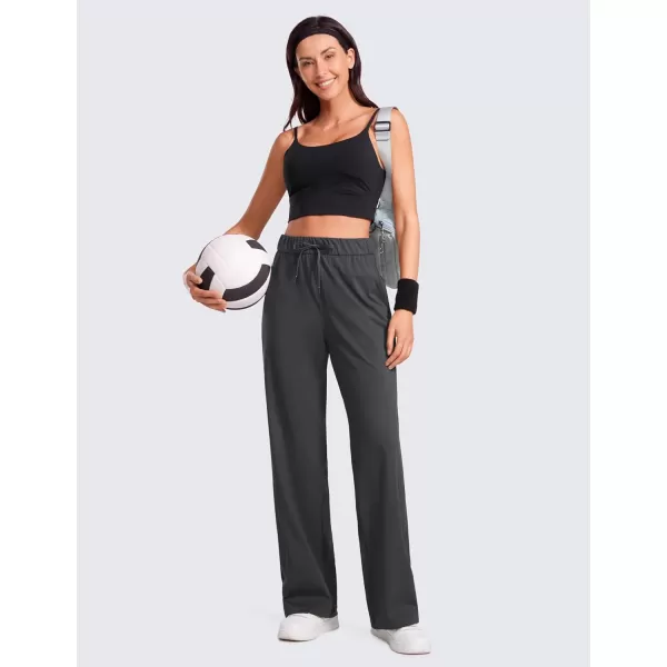 CRZ YOGA 4Way Stretch Casual Pants for Womens 305 Straight Wide Leg Work Pants with PocketsInk Gray