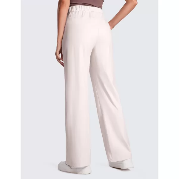 CRZ YOGA 4Way Stretch Casual Pants for Womens 305 Straight Wide Leg Work Pants with PocketsMilky White Bone