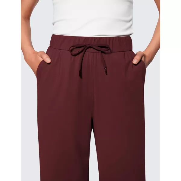 CRZ YOGA 4Way Stretch Casual Pants for Womens 305 Straight Wide Leg Work Pants with PocketsRed Merlot