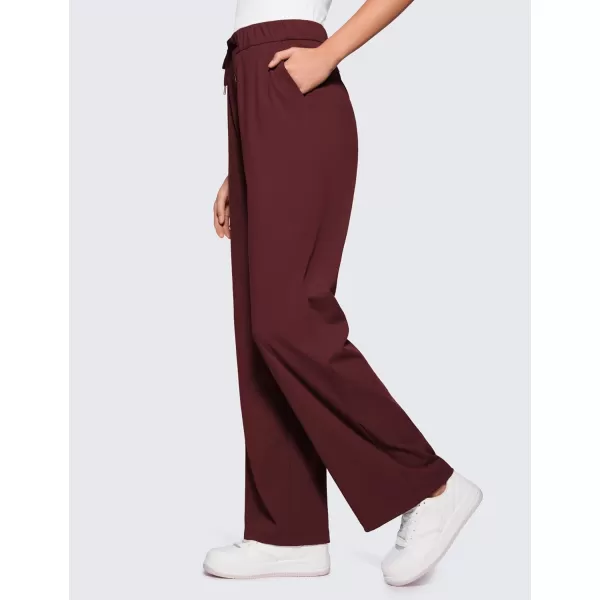 CRZ YOGA 4Way Stretch Casual Pants for Womens 305 Straight Wide Leg Work Pants with PocketsRed Merlot