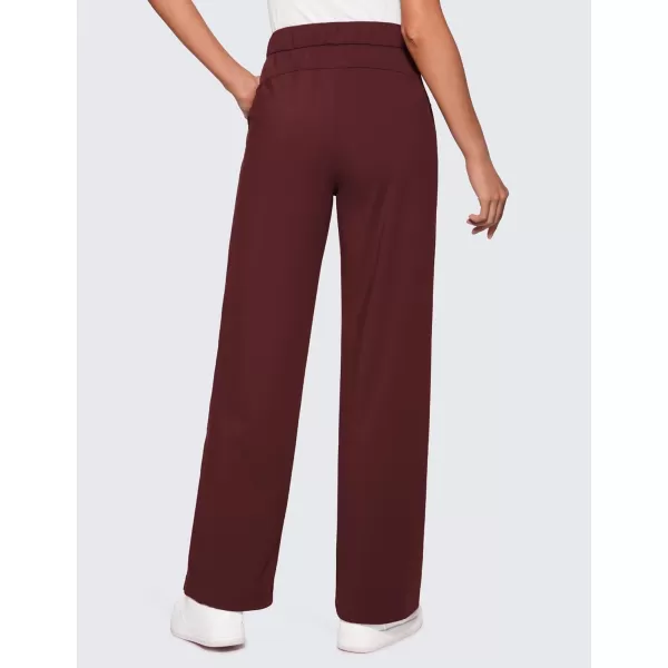 CRZ YOGA 4Way Stretch Casual Pants for Womens 305 Straight Wide Leg Work Pants with PocketsRed Merlot