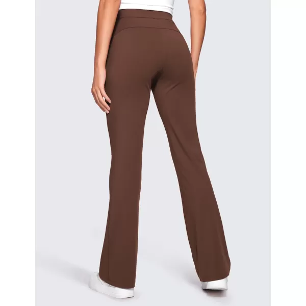 CRZ YOGA 4Way Stretch Flare Womens Pants 31 Dress Work Casual High Waisted Lounge Pants with Zip PocketsCoffee Brown