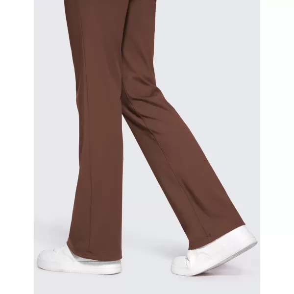 CRZ YOGA 4Way Stretch Flare Womens Pants 31 Dress Work Casual High Waisted Lounge Pants with Zip PocketsCoffee Brown