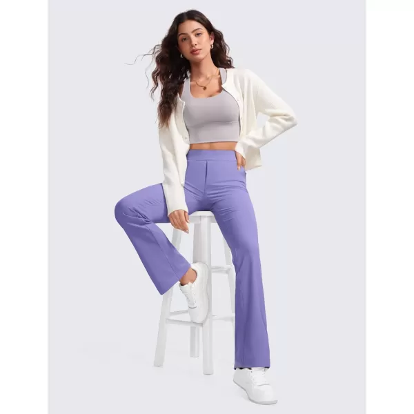 CRZ YOGA 4Way Stretch Flare Womens Pants 31 Dress Work Casual High Waisted Lounge Pants with Zip PocketsDark Lavender Purple