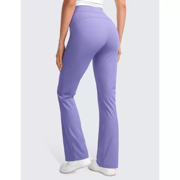 CRZ YOGA 4Way Stretch Flare Womens Pants 31 Dress Work Casual High Waisted Lounge Pants with Zip PocketsDark Lavender Purple