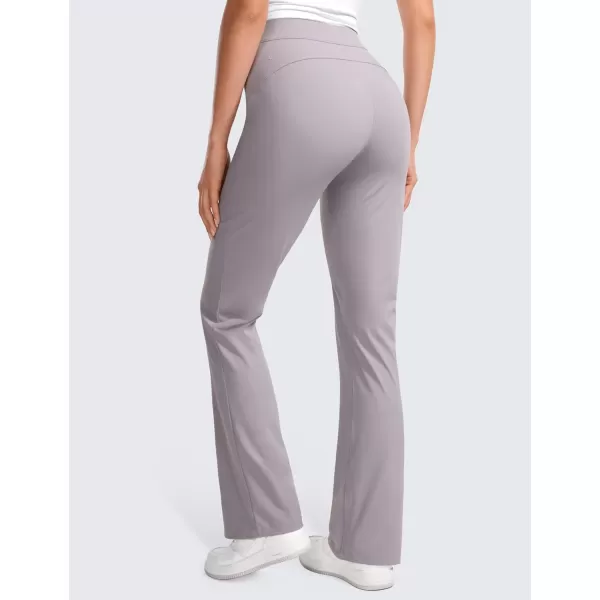 CRZ YOGA 4Way Stretch Flare Womens Pants 31 Dress Work Casual High Waisted Lounge Pants with Zip PocketsGull Gray