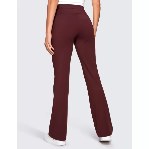 CRZ YOGA 4Way Stretch Flare Womens Pants 31 Dress Work Casual High Waisted Lounge Pants with Zip PocketsRed Merlot