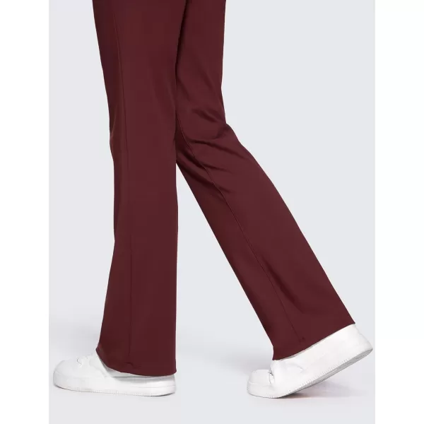 CRZ YOGA 4Way Stretch Flare Womens Pants 31 Dress Work Casual High Waisted Lounge Pants with Zip PocketsRed Merlot