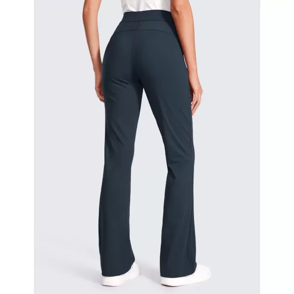 CRZ YOGA 4Way Stretch Flare Womens Pants 31 Dress Work Casual High Waisted Lounge Pants with Zip PocketsTrue Navy