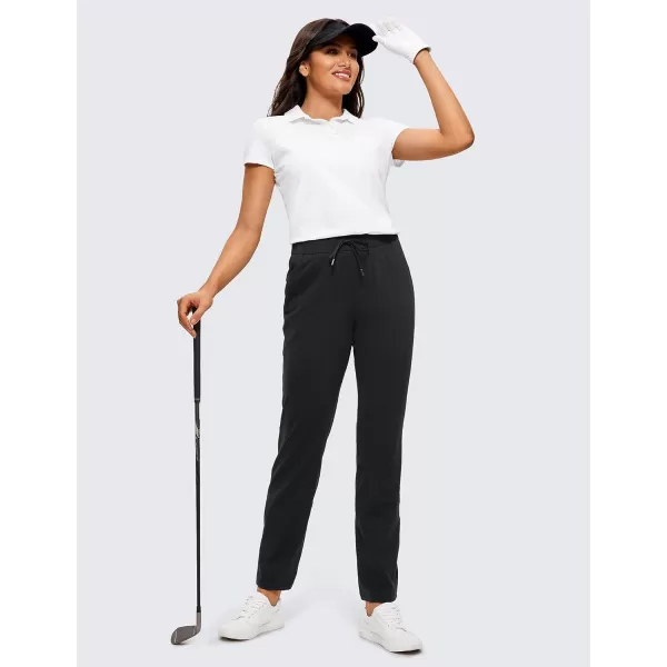 CRZ YOGA 4Way Stretch Full Length Golf Pants for Women Tall 31  Travel Sweatpants Workout Trousers with PocketsBlack