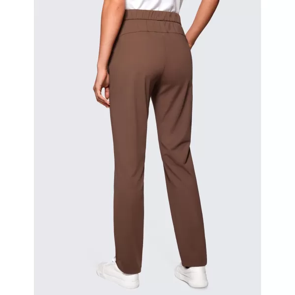 CRZ YOGA 4Way Stretch Full Length Golf Pants for Women Tall 31  Travel Sweatpants Workout Trousers with PocketsCoffee Brown