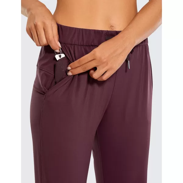 CRZ YOGA 4Way Stretch Full Length Golf Pants for Women Tall 31  Travel Sweatpants Workout Trousers with PocketsDark Russet