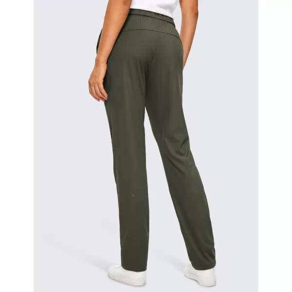 CRZ YOGA 4Way Stretch Full Length Golf Pants for Women Tall 31  Travel Sweatpants Workout Trousers with PocketsOlive Green