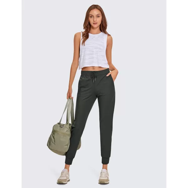 CRZ YOGA 4Way Stretch Golf Joggers for Women 27 Casual Travel Workout Pants Lounge Athletic Sweatpants with PocketsGrey Olive