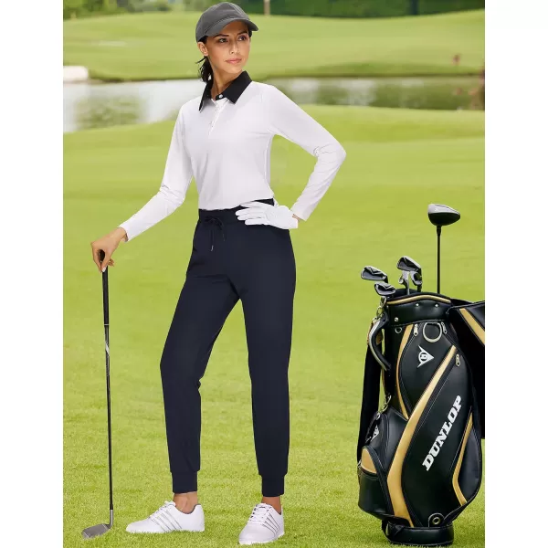 CRZ YOGA 4Way Stretch Golf Joggers for Women 27 Casual Travel Workout Pants Lounge Athletic Sweatpants with PocketsNavy